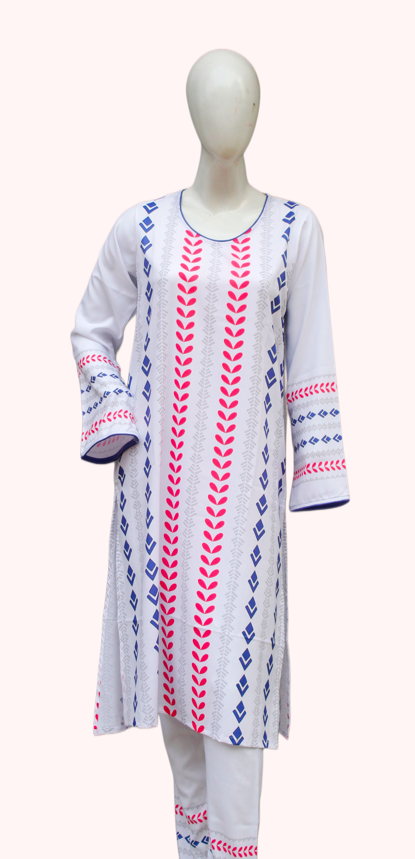 White Ethnic 2 Piece Ladies Suit