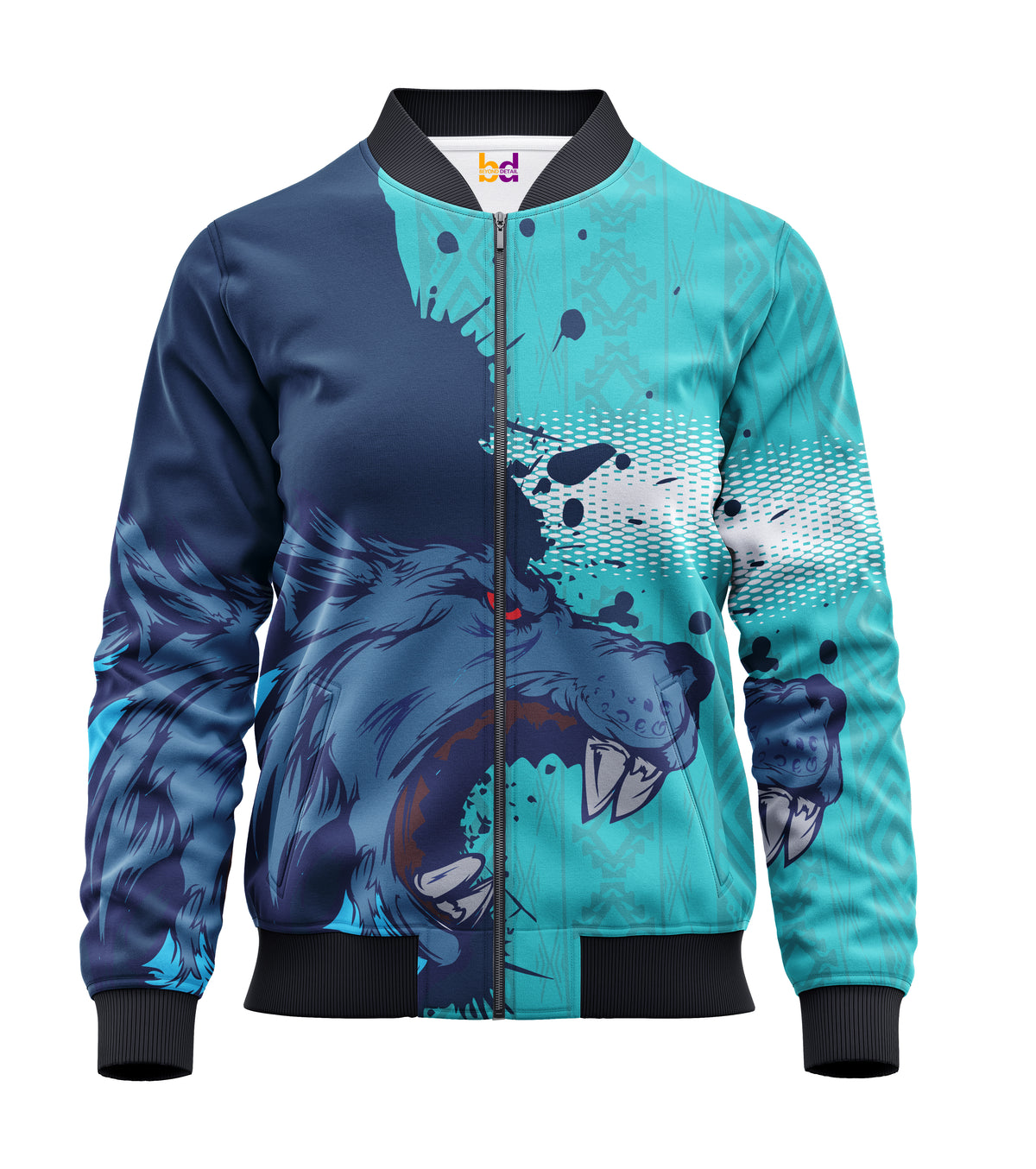 Wolf Bomber Jacket — all-over print, view 3