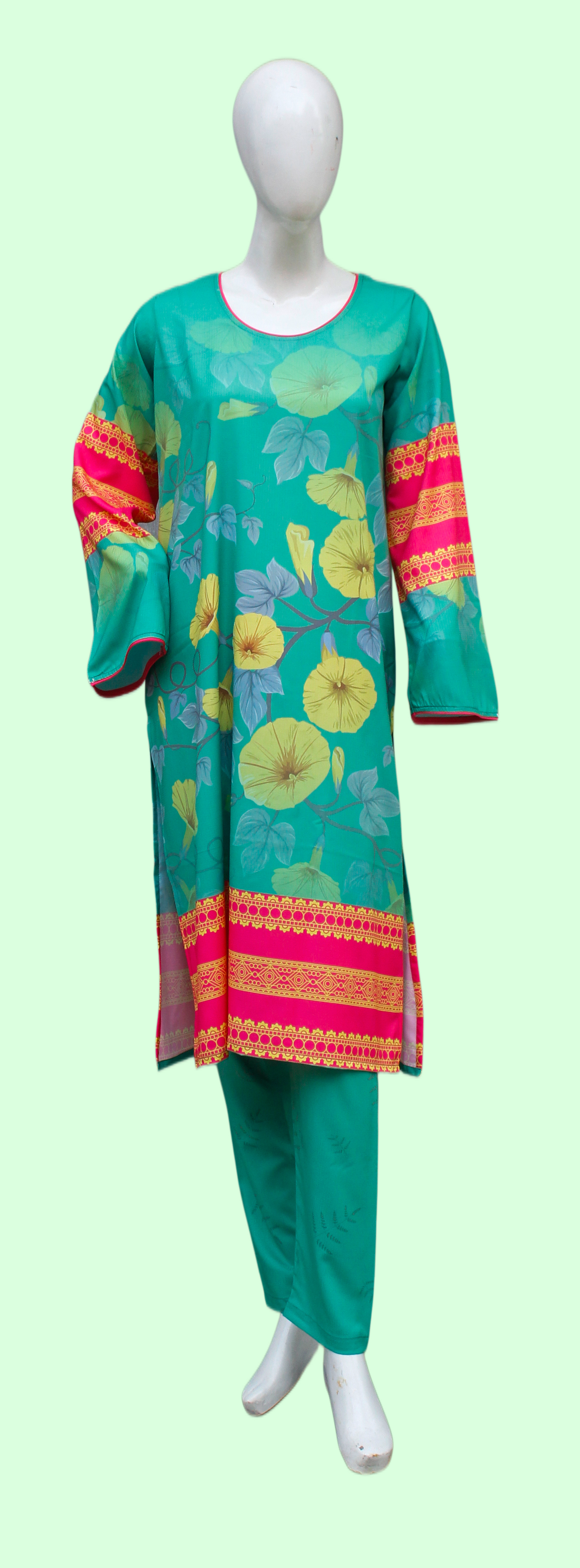 Yellow Flowers 2 Piece Ladies Suit