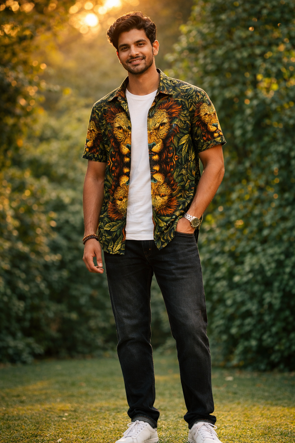Lion Hawaiian Shirt full view