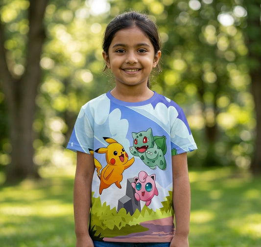 Pikachu Bulbasaur & Jigglypuff Kids T-Shirt